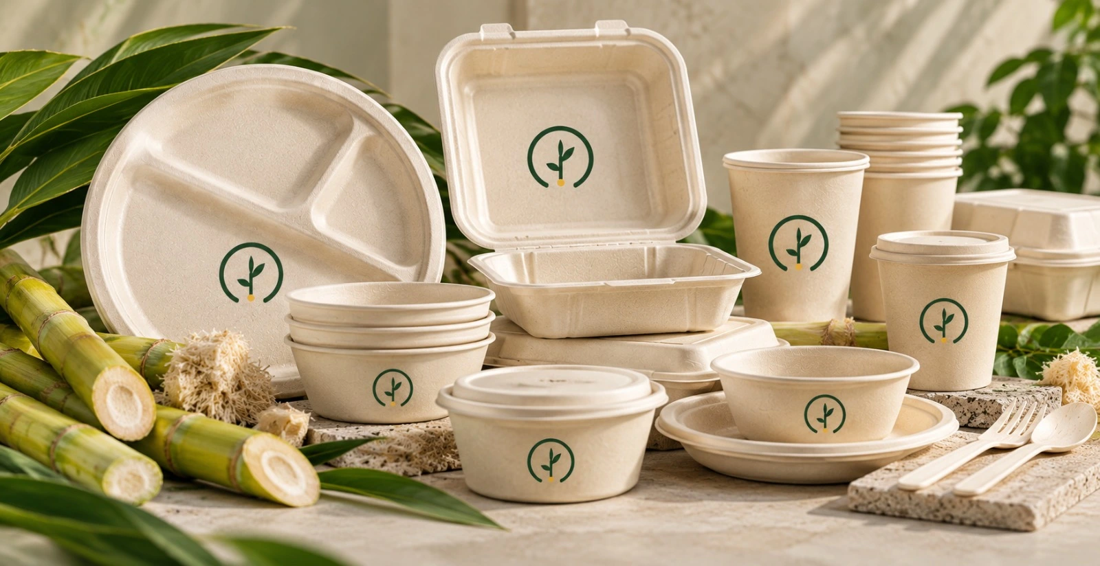 Sugarcane bagasse tableware